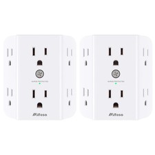 2 Pack Surge Protector Outlet Splitter 6 Plug Wall Adapter Extender 900J