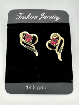 Fashion Jewelry Red Heart 14k Gold Stud Earrings Fine Jewelry Elegant Gift Pair