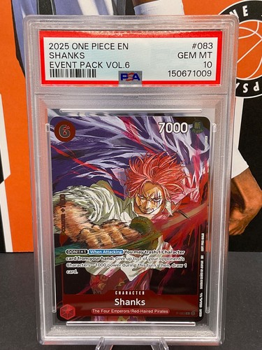 2025 One Piece English P-083 Shanks Event Pack Vol. 6 PSA 10 GEM MINT