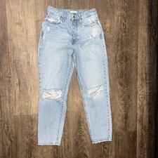 FOREVER 21 Womens Jeans High Rise Distressed Button Fly 100 Cotton Size 25