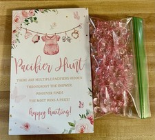 Pacifier Hunt Baby Shower Game Baby Girl Pink Theme Shower Games Pieces Sign