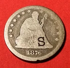1876-CC Liberty Seated Quarter - Counter Stamped: S