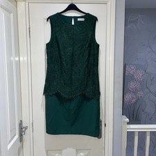 Per Una Emerald Green Lace Overlay Sleeveless Pencil Dress Party Cocktail UK 10
