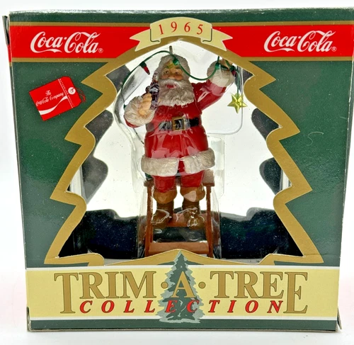VTG 1993 Coke Trim-A-Tree Santa "Decorating the Tree" Ladder Ornament NIB