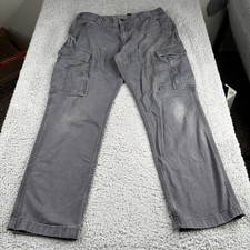 Carhartt Rugged Flex Cargo Work Pants Mens 34x30 Gray Relaxed Fit Canvas