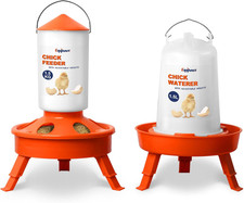 Chick Feeder and Waterer Kit, Top Fill 1.5Kg Chick Feeder and 1.5L Chick Waterer