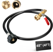 Propane Refill Adapter Hose - 48 Inch Extension Hose with On/Off Control Valve, 