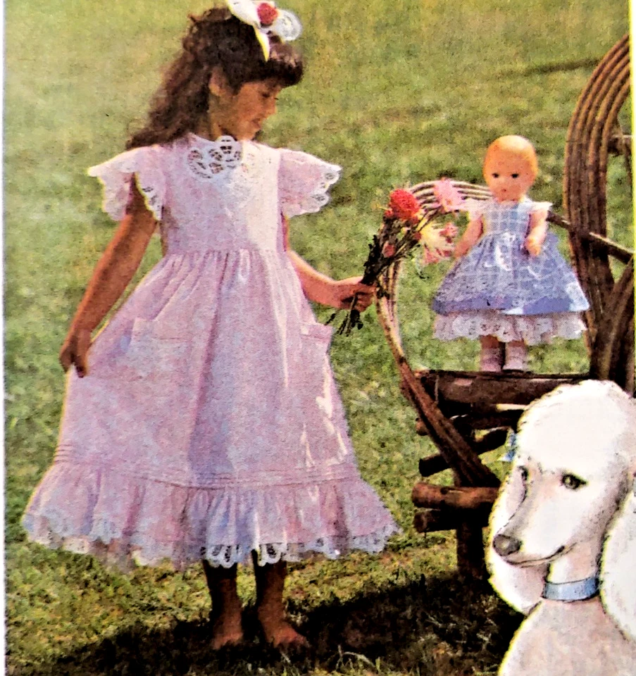 Daisy Kingdom Simplicity 7010 Child's Pinafore Dress & Doll (17”) Childs 12 & 14 - Image 3 of 4