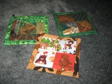 Bear & Deer Mismatch Overstock Handmade Kitchen Potholder Set of 3