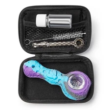 4.3 Inch Tobacco Smoking Silicone Pipe 9-Hole Glass Bowl Collectible Hand Pipe