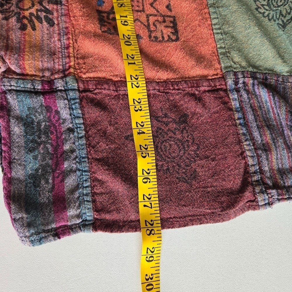 Boho Patchwork Multicolor Cotton Pullover Tunic S… - image 8