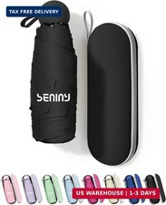 Mini Travel Umbrella with Case, Compact Pocket Size UV Sun & Rain | Tiny purse