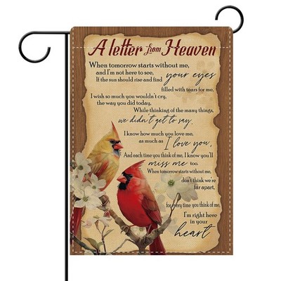Memorial Garden Flag Cardinal Vintage Burlap Double Sided 12x18 Yard Decor ArtX