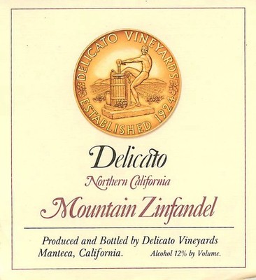 Delicato Mountain Zinfandel Northern California 1970s 1980s Vtg Wine Label