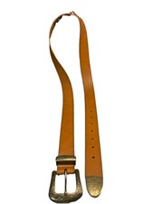 Levis Mens Tan Brown Cognac Synthetic Leather Belt Brass Buckle Design Sz Large