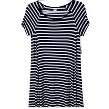 Old Navy Striped Swing Dress Navy White Short Sleeve Casual Womens Size S NWT