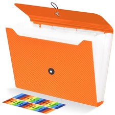 13 Pocket Expanding File Folder Accordian Paper Document Organizer Orange