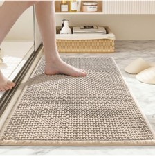 Bath Mat Rug Khaki 24 In 16 In Chenille Low Pile Absorbent Rubber Backed