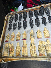 Handmade Dragon Theme Wood Chess Set w/ Woode...