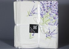 TISSUS TOSELLI LAVENDER BOUQUETS ON WHITE 100 Cotton Tablecloth 59x79"