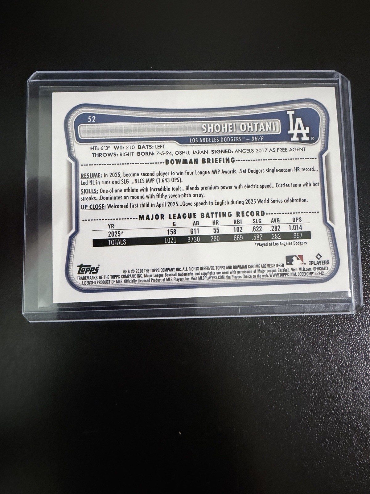 2026 Bowman Numbered Lot Ohtani /250 Waldschmidt Auto view 5