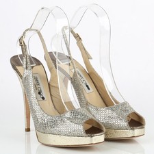 Damen Jimmy Choo Klassische Sandaletten Stiletto Glitzer Schuhe 842010