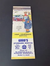 Vintage Minnesota Matchbook “Good’s Standard Gasoline Service” Glencoe