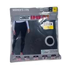 32 Degrees Heat Women's 2 Pack Base Layer Pants Black Stretch Comfort Small NEW
