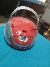 Coby CX-CD241 Red Portable AM/FM Radio CD Player Boombox with Headphone Jack