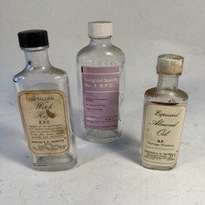 Vintage Pharmacy Bottles Job Lot – Witch Hazel,Almond Oil,Surgical Spirit-B.P.C.