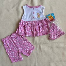 Vintage 90s Disney Pooh Shorts Set Hat Girls Size 2T Hello Little Friend