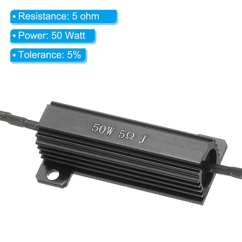 50W 5 Ohm Aluminum Shell Resistor, 2Pcs Housing Resistor with Clips, Black - Afbeelding 4 van 6