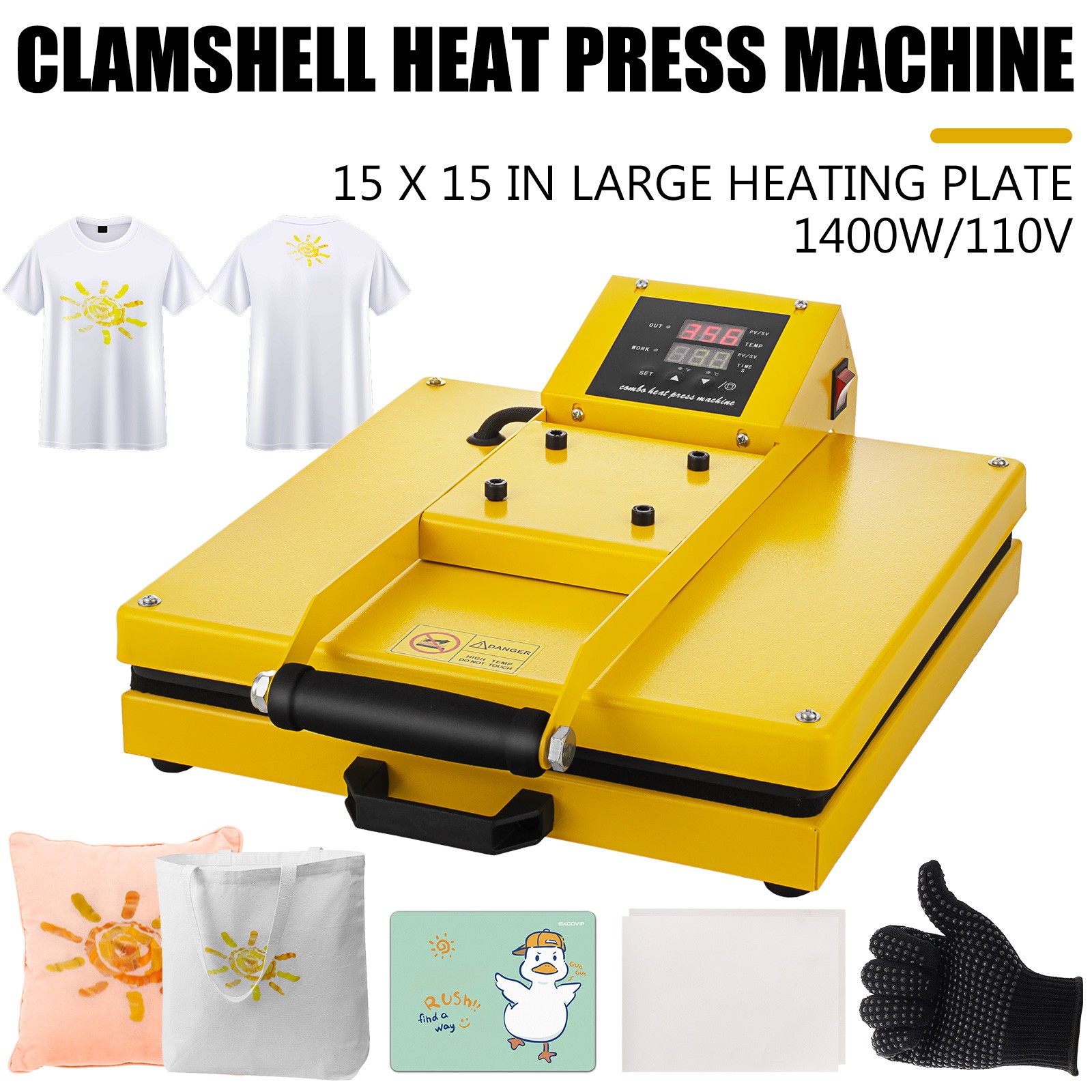 Digital Clamshell Heat Press Machine 15" x 15" for T-shirt Sublimation Transfer