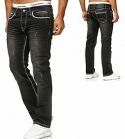 Herren Jeans Hose Denim Dicke Naht Straight Cut Regular Stretch NäHt 50251