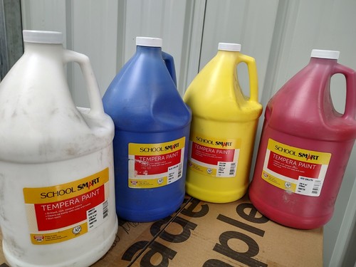 Lot de 4 gal, peinture à la tempera intelligente école, blanc bleu jaune rouge, 2002729 - Photo 7 sur 7