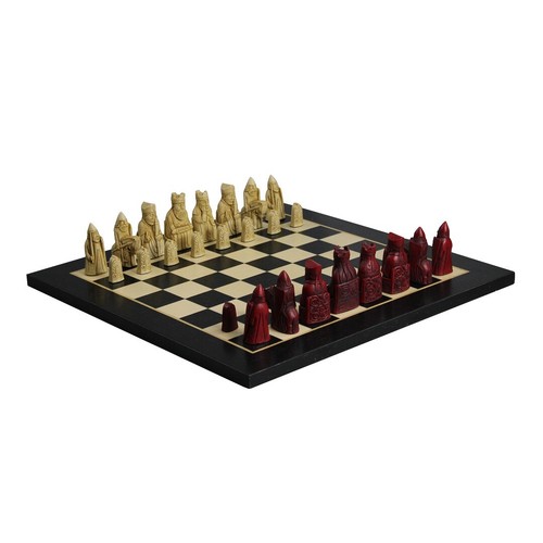 Isle of Lewis Chess Set I Ivory & Red Resin Chess Pieces 3.5 Inch and With Charc - Picture 2 of 9