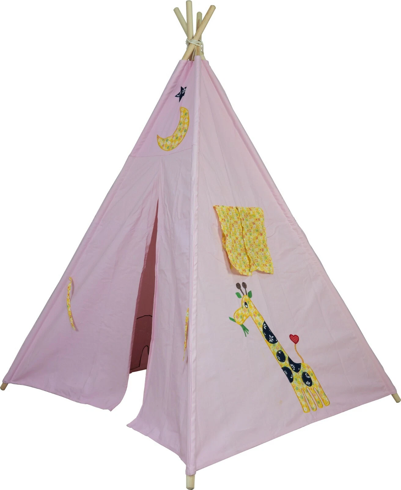 Large Cotton Canvas Pink Teepee Kid Tent Indoor Playhouse Wigwarm - Picture 1 of 5