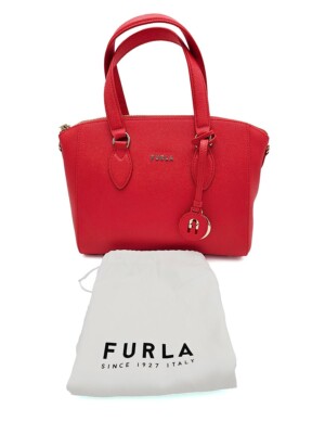 Furla Minerva Orange Leather Satchel Handbag | eBay