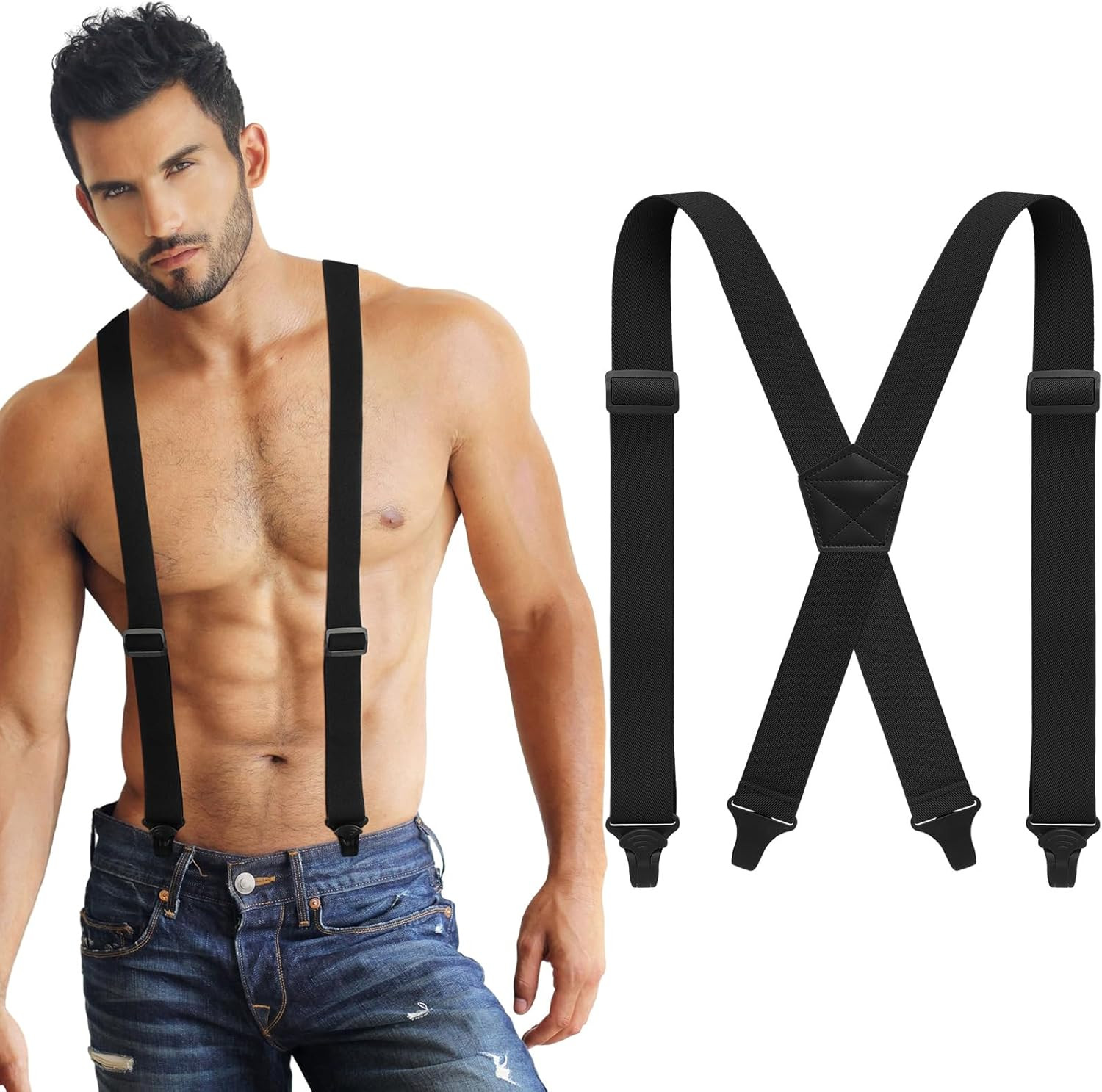 Janmercy X Back Hidden Suspender Heavy Duty Work Suspenders Airport Friendly