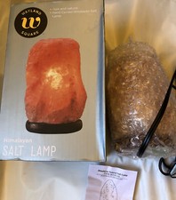Hand Carved Himalayan Natural Rock Salt Lamp 4 lbs with Wood Base CVS