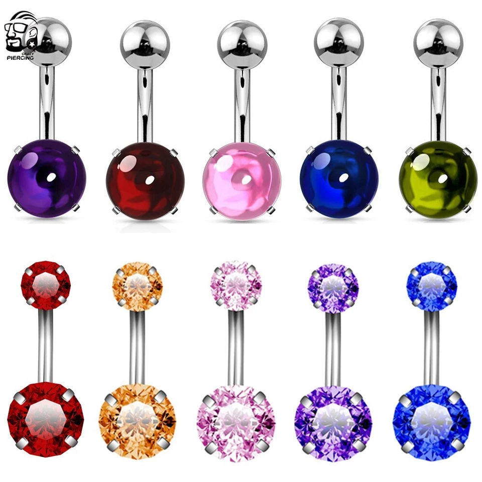 New Belly Button Rings Dangle Crystal Rhinestone Navel Bar Barbell Body Piercing - Image 2 of 4
