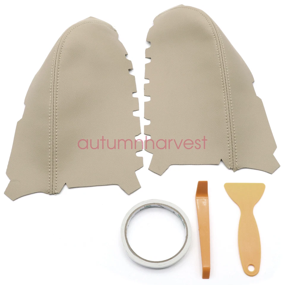 Cubierta de reposabrazos de panel de puerta delantera de cuero beige tostado X2 apta para Honda Pilot 2009-13 Foto 2 de 4
