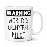 Warnung World's Grumpiest Pilot 284Ml Becher Tasse Grumpy Toll Best Flieger Spaß