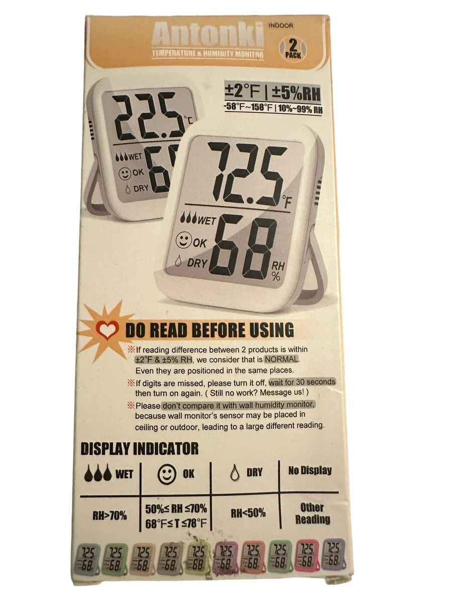 Antonki~ Hygrometer Room Thermometer Indoor Humidity Gauge Digital Display.