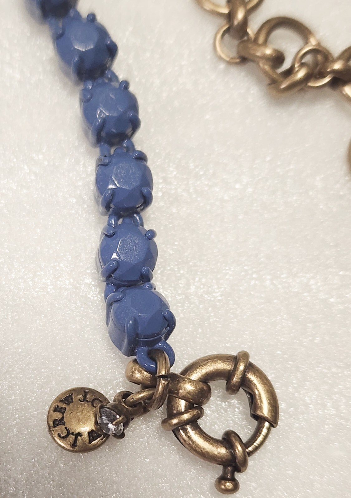 J Crew Signed Matte Blue Dangle Statement Necklac… - image 8
