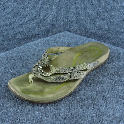 Abeo Women Flip Flop Shoes Brown Leather Slip On Size