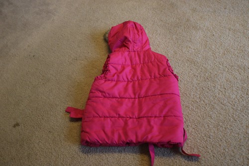 Me Jane Kids Girls Pink Full Zip Sleeveless Vest Faux Fur Trim Hood Size 7 - Picture 2 of 5