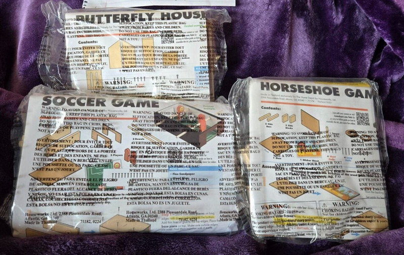 3 new Home Depot Kids Workshop Kits, Butterfly, Horseshoe, Soccer Game, Free Shi