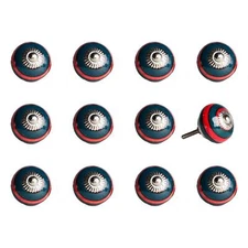 1.5 X 1.5 X 1.5 Ceramic Metal Navy And Red 12 Pack Knob