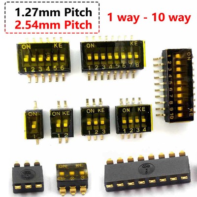SMD DIP Switch ON-OFF pitch 1.27mm 2.54mm 1 2 3 4 5 6 8 10 way SMT 1 pcs-100 pcs
